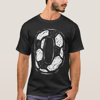 Fußballtrikot Nummer 0 Skizzierter Fußball Ll Stil T-Shirt