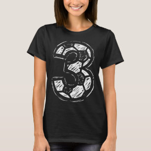 Fußballtrikot Nummer 3 Skizzierter Fußball Ll Stil T-Shirt