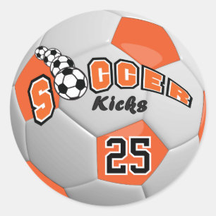 Fußballtritte   Orange Runder Aufkleber