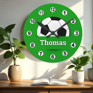 Fußballuhr mit individuellem Namen, Fußballfan / S Runde Wanduhr