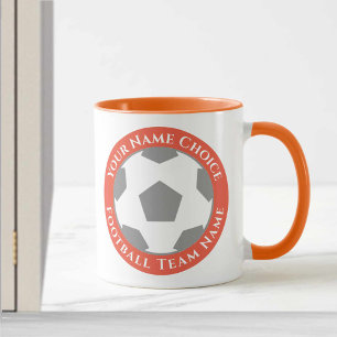 Fußballvereinsdesign in orangem Becher Tasse