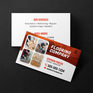 Fußbodenauftragnehmer Holzfußboden Orange Weiß Visitenkarte