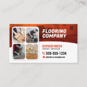 Fußbodenauftragnehmer Holzfußboden Orange Weiß Visitenkarte (Vorderseite)