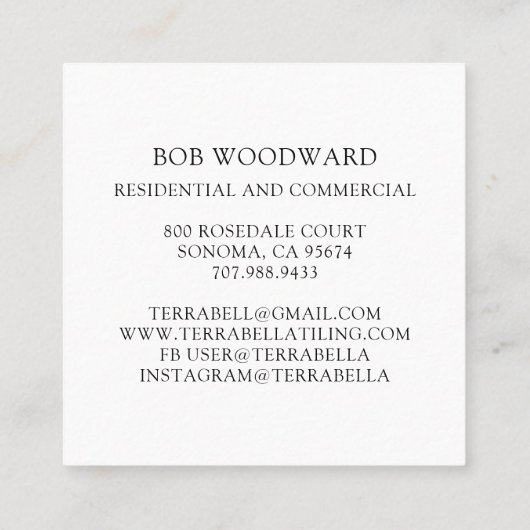 Fußbodenbelag-Visitenkarte Quadratische Visitenkarte (Rückseite)