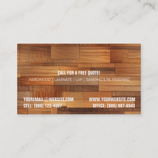 Fußbodeninstallationsprogramm Visitenkarte (Rückseite)