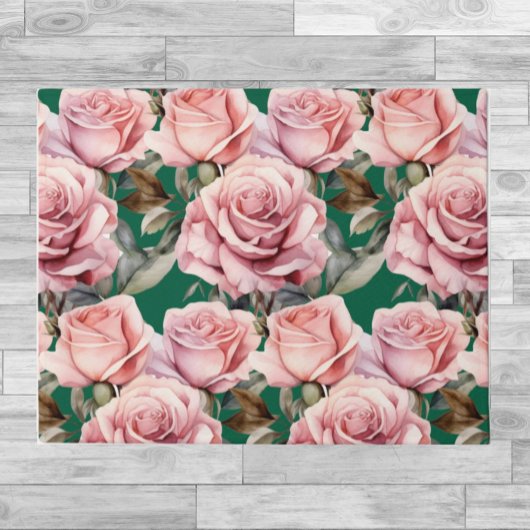 Fußbodenmatte - Rosa Rosen und Grün Fußmatte