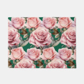 Fußbodenmatte - Rosa Rosen und Grün Fußmatte (Vorderseite)
