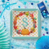 Fuße fallen Kürbiskürbis polka Punkt aquamarin ora Pappteller (Party)