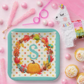 Fuße fallen Kürbiskürbis polka Punkt aquamarin ora Pappteller (Party)