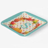 Fuße fallen Kürbiskürbis polka Punkt aquamarin ora Pappteller (Gewinkelt)