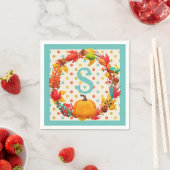 Fuße fallen Kürbiskürbis polka Punkt aquamarin ora Serviette (Beispiel)