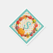 Fuße fallen Kürbiskürbis polka Punkt aquamarin ora Serviette (Ecke)