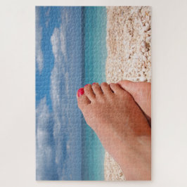 Füße mit Nagellack auf dem Strand Puzzle