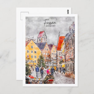 Fussen Germany Travel Place Watercolor Postkarte