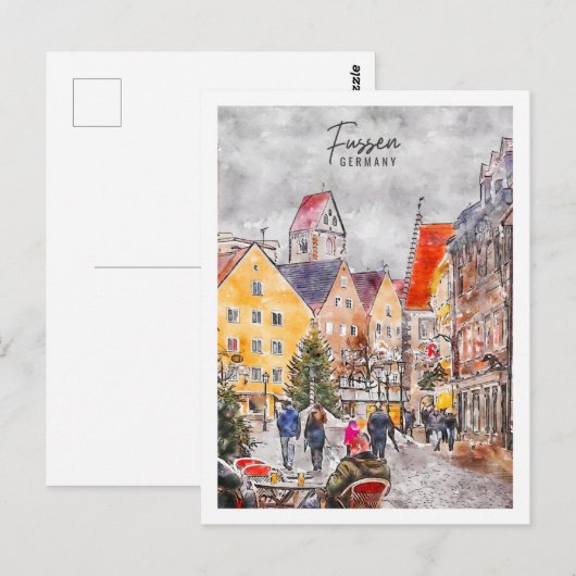 Fussen Germany Travel Place Watercolor Postkarte (Vorne/Hinten)