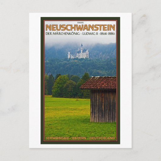 Füßen - Schloß Neuschwanstein aus Afar Postkarte (Vorderseite)