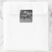 Fußgänger 2 quadratischer aufkleber (Tasche)
