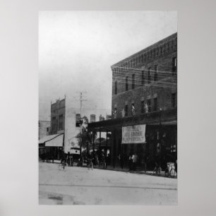 Fußgänger, Radfahrer und Pferdwagen Poster