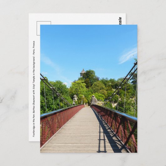 Fußgängerbrücke im Parc des Buttes-Chaumont - Pari Postkarte (Vorne/Hinten)
