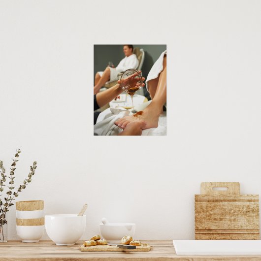Fußmassage mit Öl Poster (Küche)