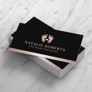 Fußmassage Therapeut Podiatrist Rose Gold Black Visitenkarte
