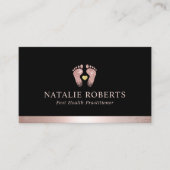 Fußmassage Therapeut Podiatrist Rose Gold Black Visitenkarte (Vorderseite)