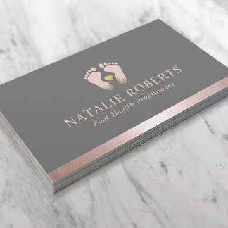 Fußmassage Therapeut Podiatrist Rose Gold Border Visitenkarte