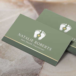 Fußmassage Therapeut Podiatrist Sage Green WELLNES Visitenkarte