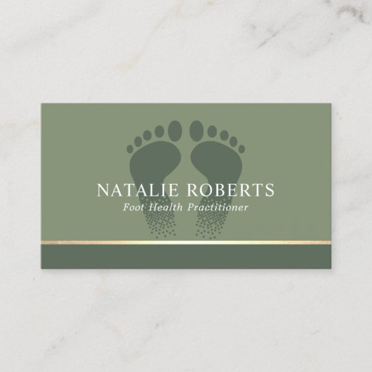 Fußmassage Therapeut Podiatrist Sage Green WELLNES Visitenkarte (Vorderseite)