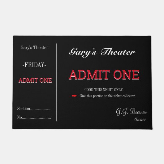 Fußmatte Heimkino TV Zimmer Ticket Teppich (Vorderseite)