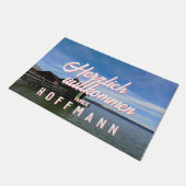 Fußmatte mit Ihrem Foto und personalisiertem Text (Schrägansicht)