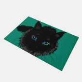 Fußmatte mit schwarzer Katze (Schrägansicht)