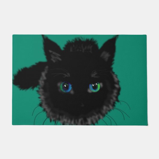 Fußmatte mit schwarzer Katze (Vorderseite)