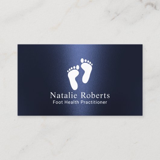 Fußpflege Massage Therapie Navy Blue Practitioner Visitenkarte (Vorderseite)