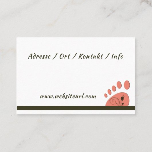 Fußpflege Pediküre Visitenkarte (Rückseite)