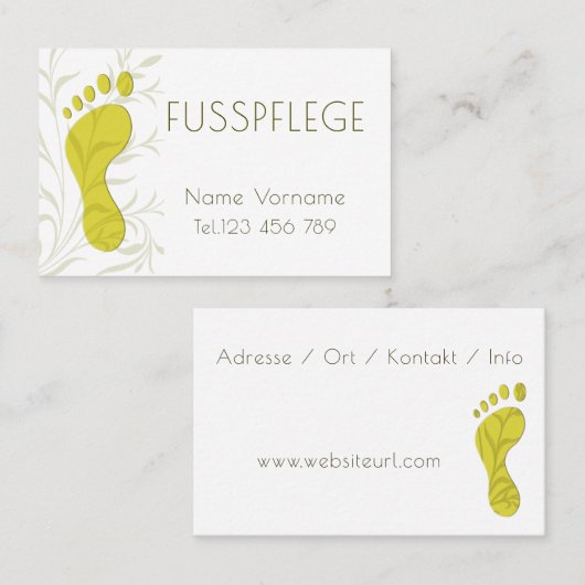 Fußpflege Pediküre Visitenkarte (Vorne/Hinten)