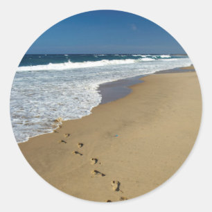 Fußspuren am Strand, Mabibi, Thongaland Runder Aufkleber