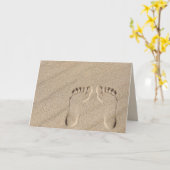 Fußspuren am Strand Sand zum Geburtstag Karte (Gelbe Blume)