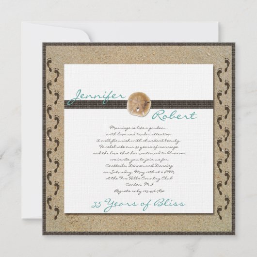 Fußspuren im Rahmen der Einladung zum Sand-Anniver (Vorderseite)