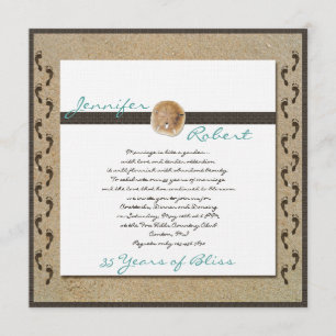 Fußspuren im Rahmen der Einladung zum Sand-Anniver