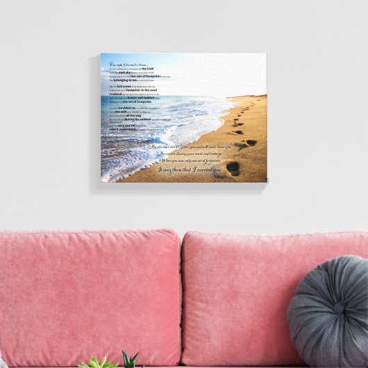 Fußspuren im Sand Gedicht 10x8 Leinwanddruck (Insitu (Wohnzimmer))