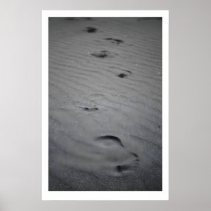 Fußspuren im Sand Kunstdruck Schwarzweiß Poster