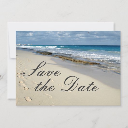Fußspuren im Sand "Save the Date" Save The Date (Vorderseite)
