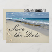 Fußspuren im Sand "Save the Date" Save The Date (Vorne/Hinten)