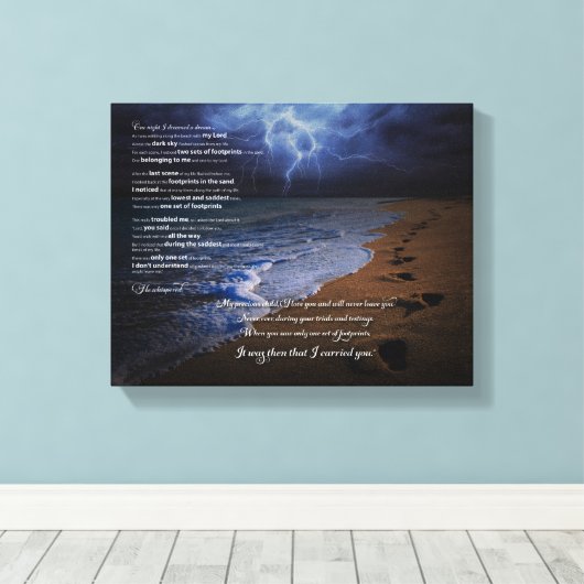 Fußspuren im Sandgedicht 10x8 (Sturm) Leinwanddruck (Insitu (Holzboden))