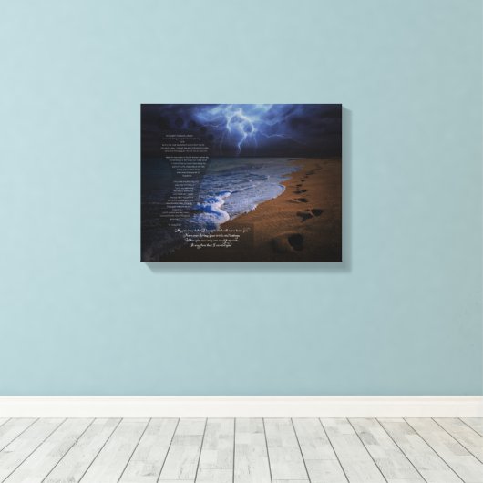 Fußspuren im Sandgedicht 14x11 (stürmisch) Leinwanddruck (Insitu (Holzboden))