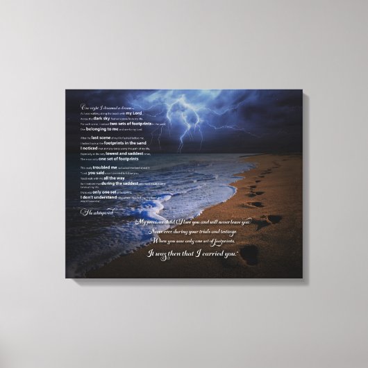 Fußspuren im Sandgedicht 20x16 (stürmisch) Leinwanddruck (Vorderseite)