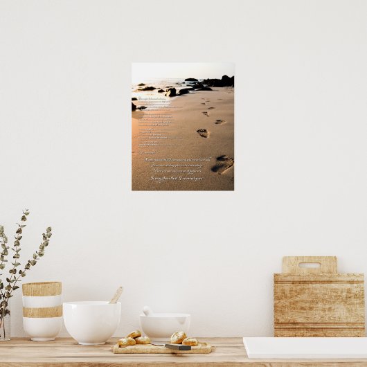 Fußspuren im Sandgedicht Poster (Küche)