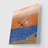 Fußspuren im Sandgedicht Quadratische Wanduhr (Winkel)