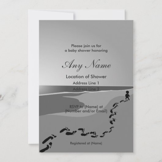 Fußspuren in den Einladungen zur Kinderdusche (Vorderseite)